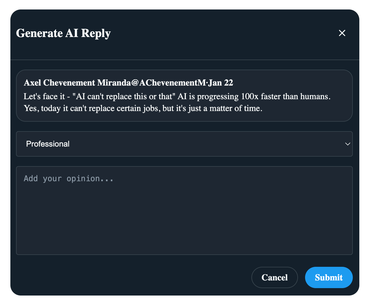 AI Reply Dialog